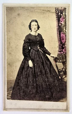 Antique CDV Photo Beautiful Victorian Woman Hand Tinted Fashion Gard Chicago IL picture