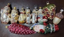 10 Vintage German Glass Christmas Ornaments Lot Inge Glas Creation Santa Bear picture