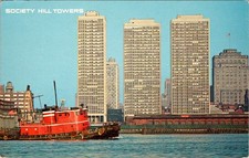Philadelphia PA Society Hill Towers Delaware River Chrome Postcard Unposted picture