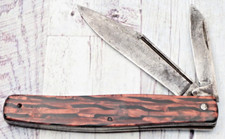 Antique Pre-WWII Era Unmarked Large Two-Blade Jack Knife - Colorful Handles picture