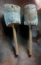 **AWESOME OLD 1930S NATIVE AMERICAN IROQUOIS HAND MADE  SHAMAN  HORN  RATTLES** picture