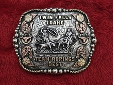 Team Roping Rodeo Champion☆X~TREME☆TROPHY BUCKLE☆Twin Falls Idaho☆Rare☆238 picture