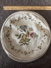Vintage Crewel Embroidered Pillow Cover Floral JACOBEAN 12” Superior Craft picture