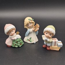 Vintage HOMCO 5556 Christmas Carolers Boy Gifts Girl Tree Figurines Set 3 picture