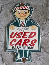 VINTAGE CERTIFIED USED CARS PORCELAIN SIGN GAS  MOTOR OIL AUTO SALES 10
