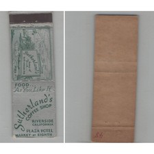 Matchbook Cover Sutherland's Coffee Shop Riverside CA #2 picture