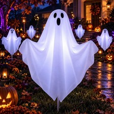 Spooky 10-Pack Ghost Pathway Lights - 240 LEDs with Dynamic Lighting Modes picture