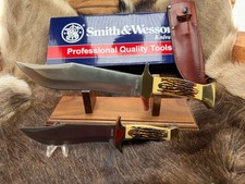 Uncle Henry  Piggyback 2 Knife Set With Staglon Handles & Leather Sheath Mint picture