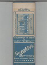 Matchbook Cover Broughtons Ice Cream Is Known For Quality Athens GA Sales Sample picture