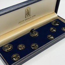 John Small England 9 Piece Blazer Buttons Navy Gilt Gold Blue Enamel Anchor picture