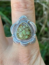 Genuine Green Turquoise Sterling Silver Ring Size 8 picture