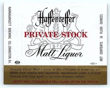 Vintage Haffenreffer Private Stock Malt Liquor 16oz label picture