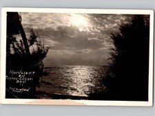 c1930 Moonlight On Corpus Christi Bay Texas TX RPPC Real Photo Postcard picture