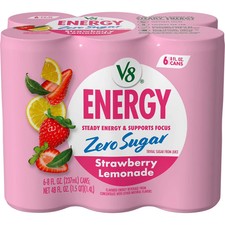 V8 Energy Zero Sugar Strawberry Lemonade, 8 fl. oz. Can (6 Pack) picture