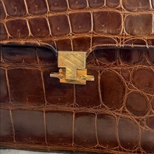 Sterling Vintage ALLIGATOR KELLY BAG with Gold Hardware and leather lining picture
