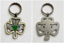 Vintage Emmet Irish Clover Claddagh Celtic Good Luck Enamel Keychain picture
