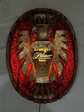 VTG 1960s KRUEGER Beer 3D Eagle Crested Medallion Bar Lighted Sign HUGE 28” picture