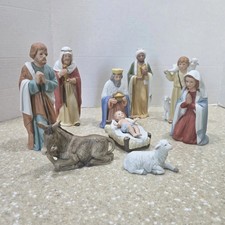 Vintage HOMCO Nativity Set 5260 Bisque Porcelain 9 Pc Christmas Set Complete picture