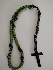 Army Green Beads on Camo Paracord Rosary with Green Skull Paters Military Hunter picture