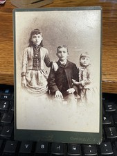 Vintage Photo Cabinet Card, Children Brother Sisters  Corning New York CDV picture