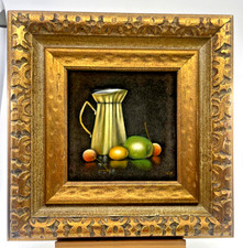 VTG MCM Black Velvet Still Life 1969 Mid Century Miniature Painting Signed Large picture