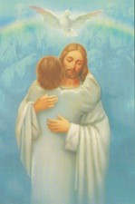 Danny Hahlbohm REUNION  print with Jesus hugging  man in clouds Welcome Home - H picture