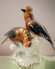 VTG German Figurine Erphila Waxwing Birds 7