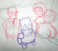 1990's  SIMPSONS FOX Walt Disney ORIGINAL PRODUCTION cel LAYOUT DRAWING Bart picture