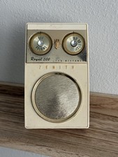 Vintage Zenith Royal 500 Transistor Radio Owl Eyes White Gold Parts or Repair picture
