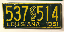 1951 Louisiana Pelican License Plate #537-514 Original Paint Very Nice Vintage picture