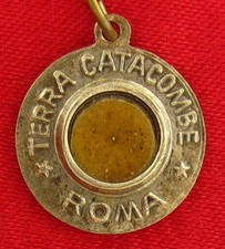 Vintage CATACOMBS Relic Medal SAINT CECILIA Religious Catholic CATACOMBS OF ROME picture