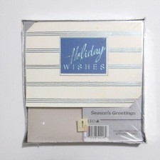 Vintage Cleo Boxed Christmas Cards Holiday Wishes Blue Silver New Old Stock picture