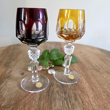 Pair of Vintage Nachtmann Bleikristall Cut Crystal  Rare Cordial Glasses  4.75