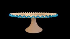 HTF - Fenton Dark Blue Crest Cake Stand - Milk Glass picture