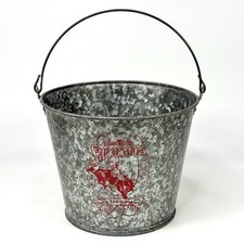 Vintage Hiram Walker Shootarita Galvanized Metal Ice Bucket w/ Handle 2-sided picture