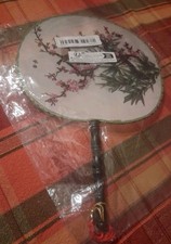 12 Vintage Asian Paddle Fan Hand Painted birds & Flowers Design All Sealed picture