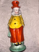 Antique Pre-WWII Germany Ceramic Clown Bud Vase Decanter Mold 6018 Yellow Red picture