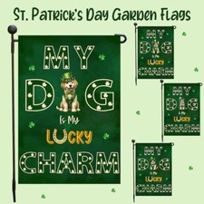 St. Patrick's Day Dog Outdoor Garden Flag with Lucky Charm Design 12.5x18