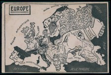Surrealist Map WWI ww1 war humor satirical propaganda original c1915 postcard picture