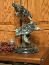 SPI Large Sea Turtle Duet bronze/brass sculpture picture