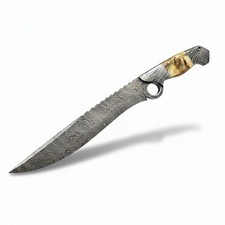 CustomHandmade Damascus Steel 15 Inches Bowie Knife - Beautiful Lamb Horn Handle picture