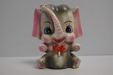 Vtg Arnart Polka Dot Bowtie Elephant Flat Back Pink & Gray MCM Anthropomorphic picture