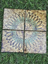 Vintage Mcm Italian Ceramic Tiles 4-8x8 Sunburst By Ceramiche Piemme Stamped picture