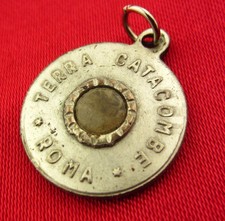Vintage CATACOMBS Relic Medal SAINT CECILIA Religious Catholic CATACOMBS OF ROME picture