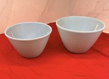 Vtg 1950s Fire King Delphite Blue Mixing Bowls Set 2 Splash Proof MCM 7.5 8.5 picture