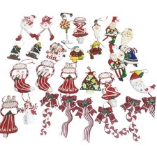 Assorted Christmas Ornaments Vintage Plastic Holiday Decor Lot Of 28 picture