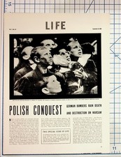 1939 LIFE Magazine WWII German Invasion Poland Original Pages Ephemera picture