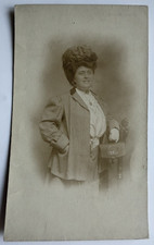 c1910s RPPC Edwardian Woman Fashion Big Hair Fancy Hat Suit Studio Portrait picture