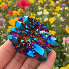 Angel Aura Titanium Quartz Cluster Rainbow Crystal Specimen Home Decor Gift 1PC picture