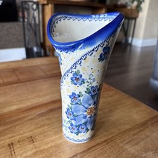 Polish Pottery B Vena Unikat Signed Beata Wozniak Floral Art Vase picture